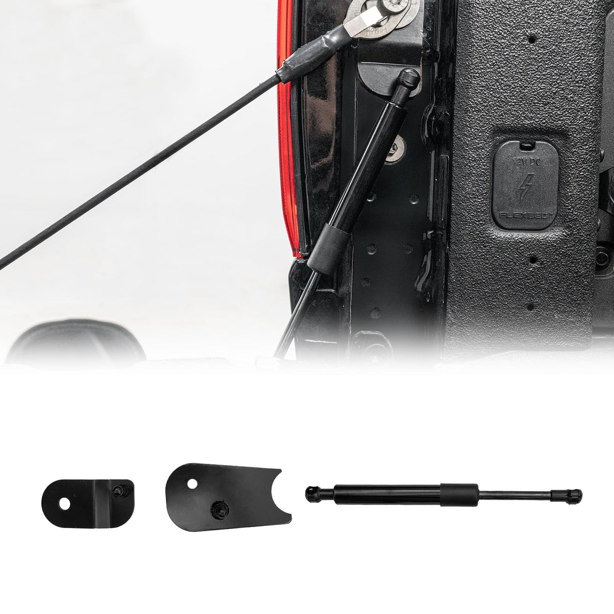 Maxzina front view of tailgate assist showing shape and mounting for easy fit
