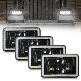 MAYELLO front view of the 4x6 LED headlight pack showing bright clean optics