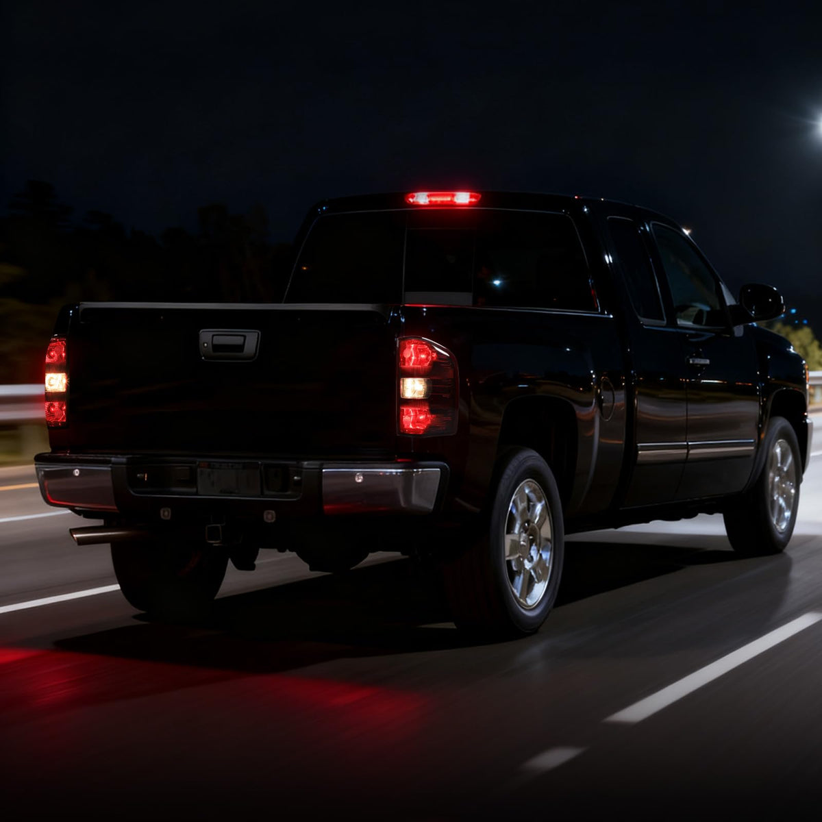 MAYELLO illuminated at night showing clear brake and turn visibility benefit