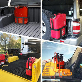 Mayouko size comparison on truck bed illustrating space-saving mounting benefit