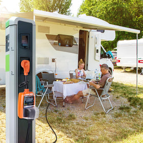 maypott lifestyle trailer setup at dusk protecting electronics on the road