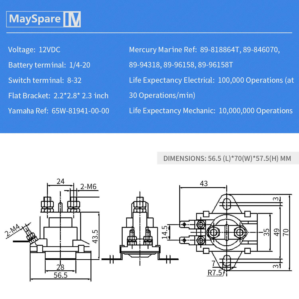 MaySpare close-up of copper coil and screw terminals for improved heat tolerance