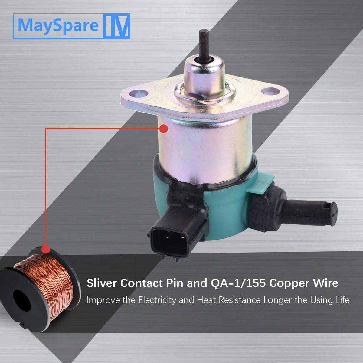 MaySpare solenoid installed on a Kubota engine demonstrating fit