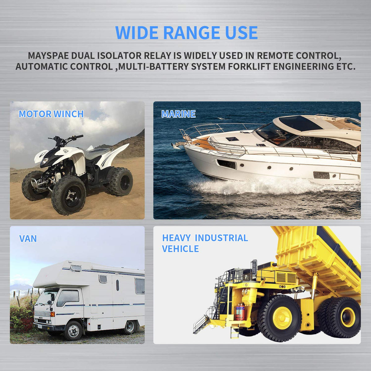 MaySpare relay installed near RV aux battery showing reliable dual-battery control benefit
