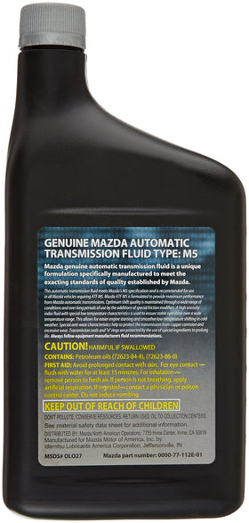 Mazda transmission fluid close-up pour spout illustrating clean, easy topping benefit