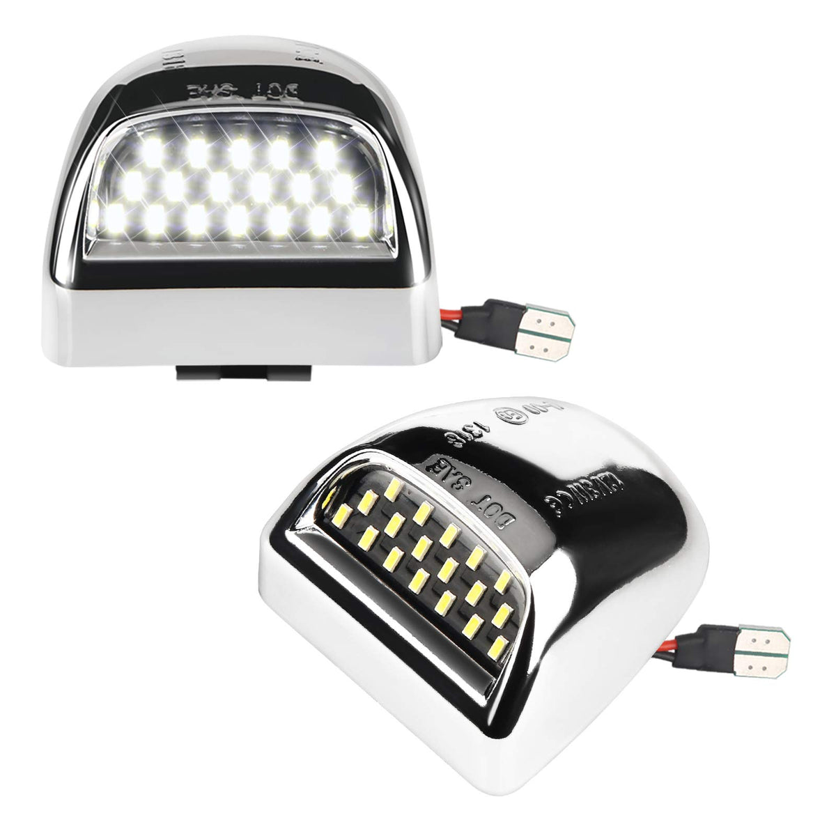MbuyDIY front view chrome license plate light showing polished finish and modern look