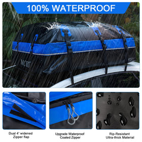 MCBD roof bag in use on SUV roof carrying luggage for a family road trip