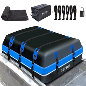 MCBD rooftop carrier front view showing spacious storage and travel readiness