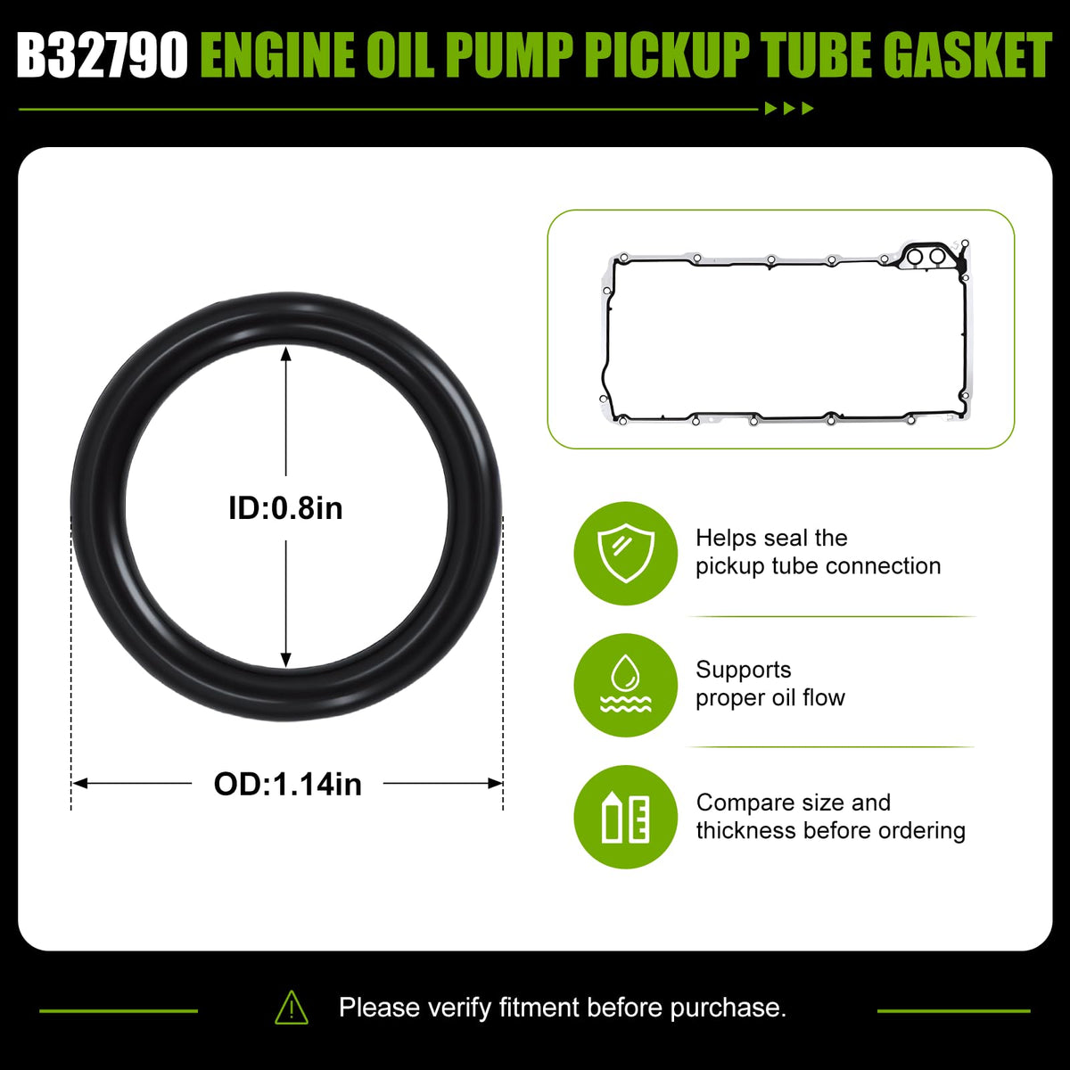 MCCKLE pickup tube gasket installed view highlighting leak prevention
