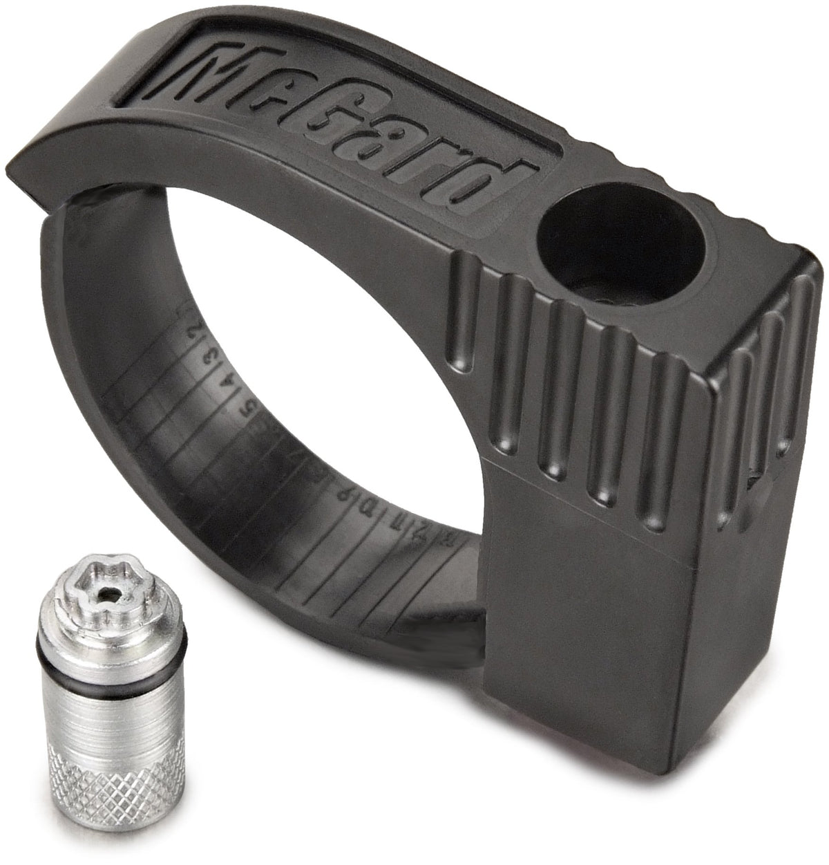 McGard 76029 front assembly close-up showing durable stainless steel construction and secure fit
