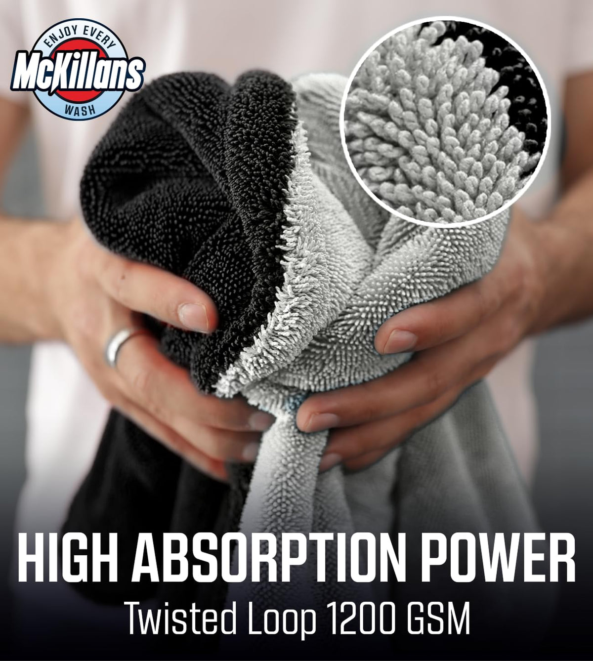 McKillans towel drying a full car door panel for streak-free finish