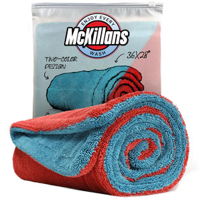 McKillans front view of XL towel showing size and dual-color design for fast drying