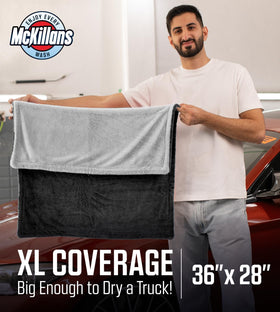 McKillans dual-color towel halves showing contamination-control benefits