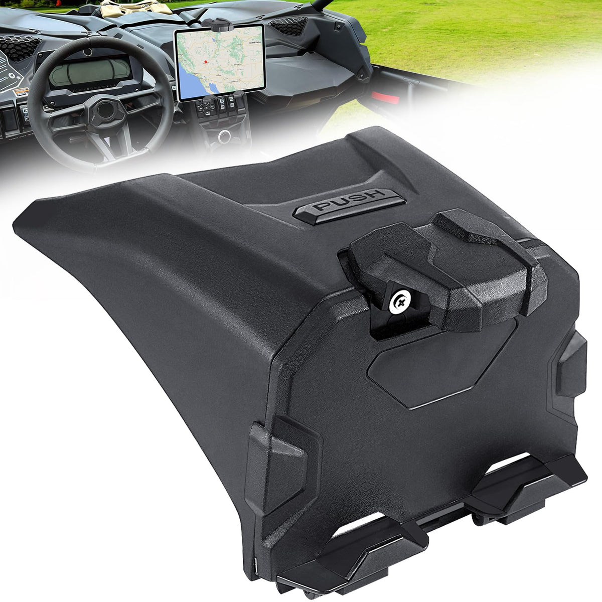 MDPROMCP front view of mount showing secure device positioning and clear access