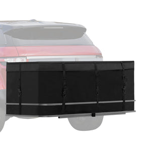 MDSTOP front view on hitch basket protecting luggage from weather
