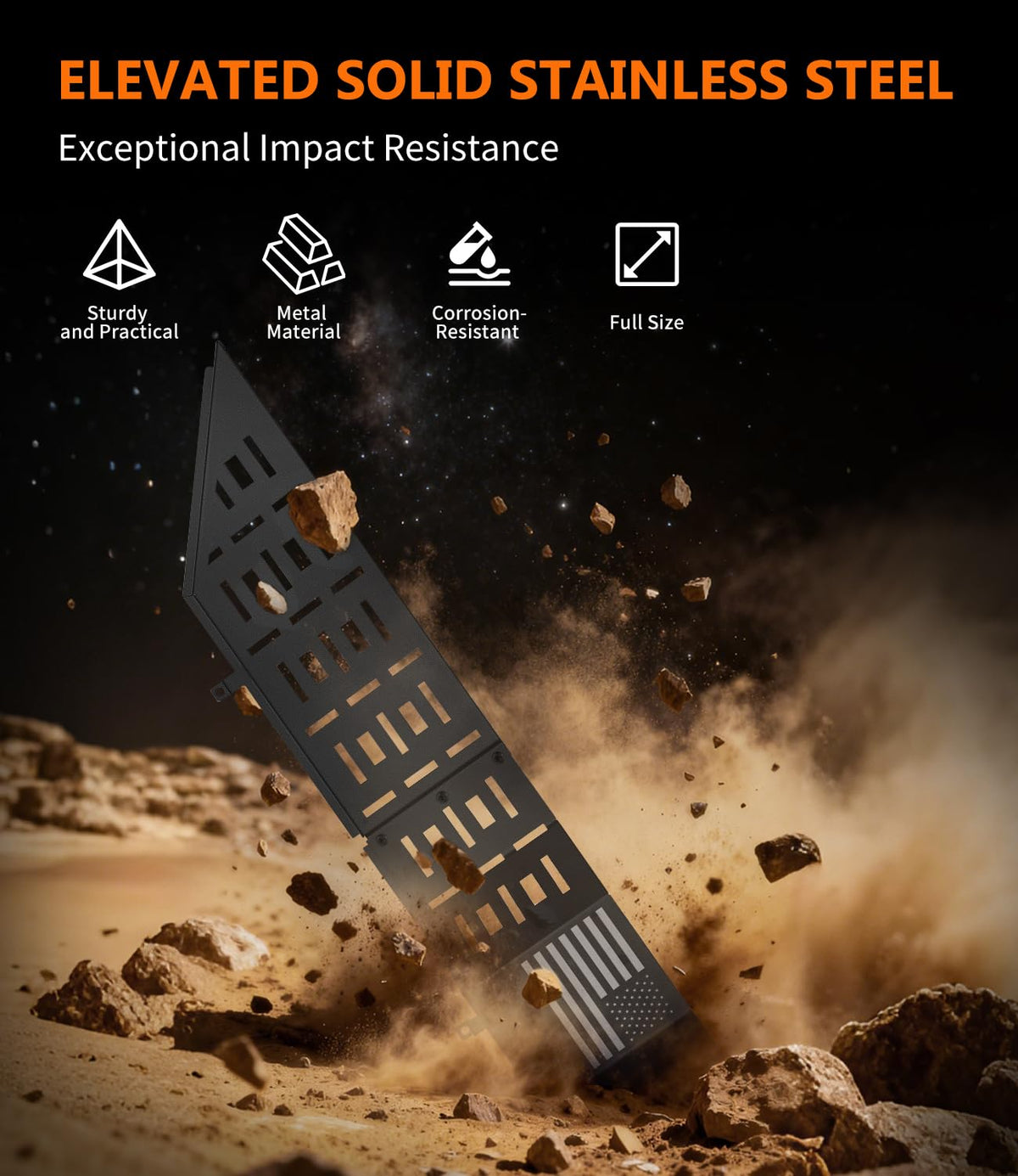 MEALAM close-up on stainless steel texture showing corrosion-resistant finish