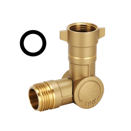 MEASUREMAN front view of brass swivel connector showing solid build and threads for reliable sealing