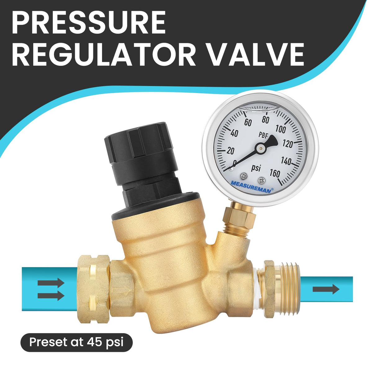 MEASUREMAN closeup of 2-inch liquid-filled gauge for accurate readings