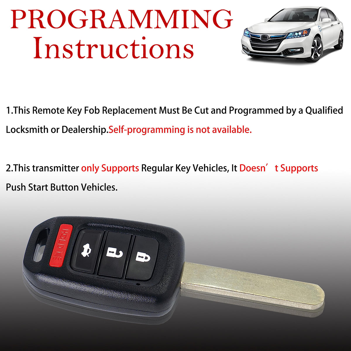 MechanMagic four-button remote face and FCC label highlighting model compatibility and clarity