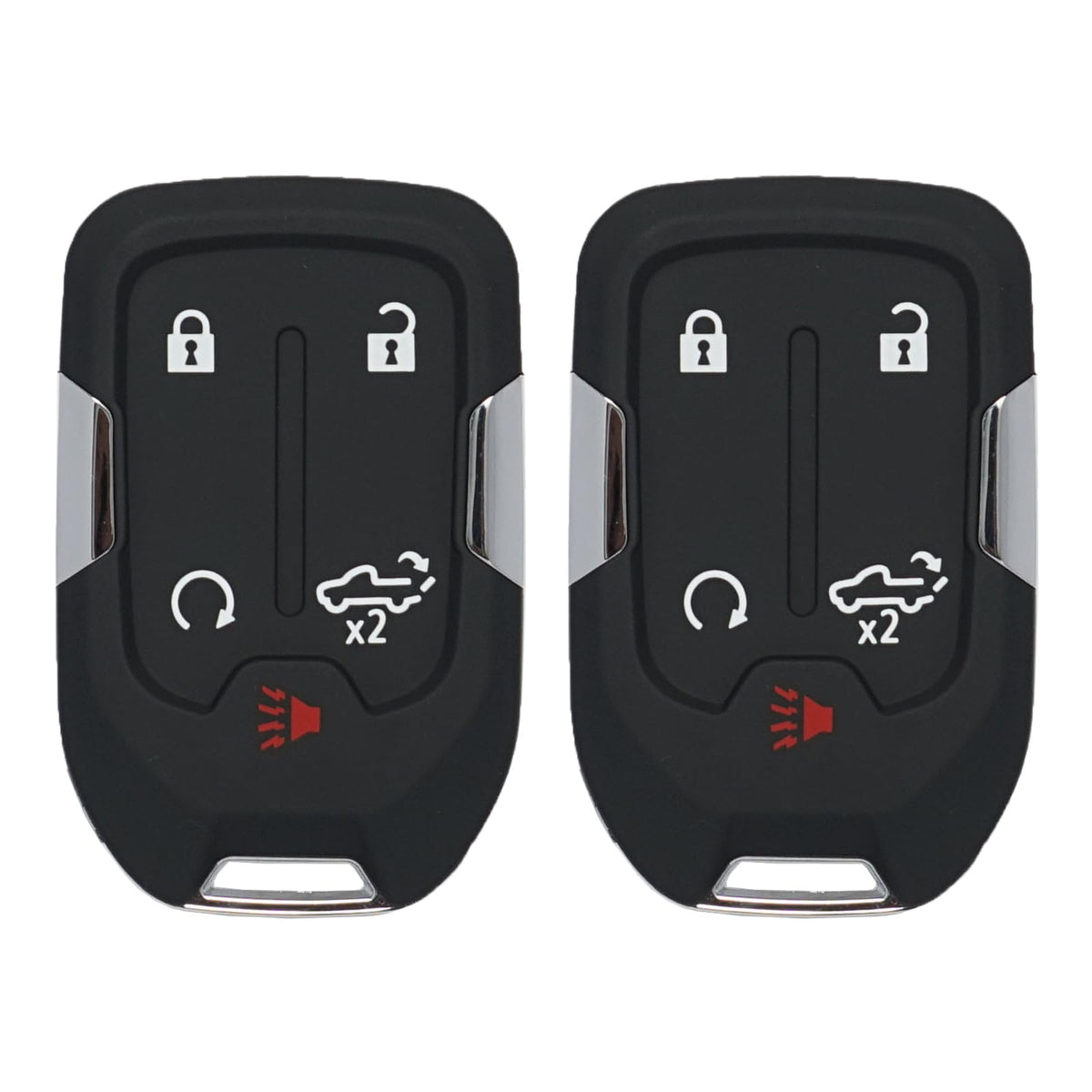 MechanMagic front view of two fobs showing button layout and quick replacement benefit