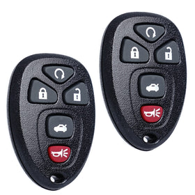 MechanMagic front view of two remotes showing five-button layout and easy replacement benefit