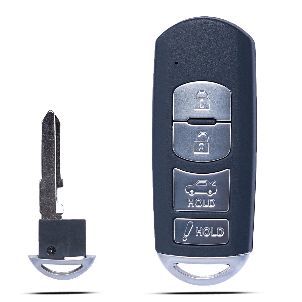 MechanMagic front view key fob showing button layout and quick identification benefit