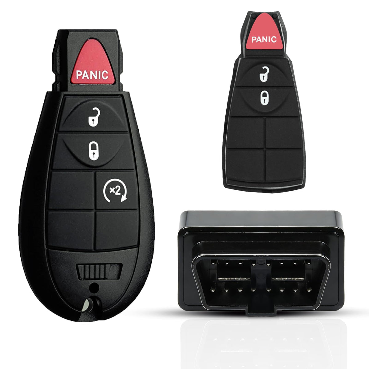 MechanMagic front view of key fob showing buttons and durable shell benefit