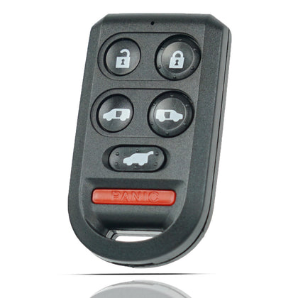 MechanMagic front view remote showing six-button layout and easy replacement benefit