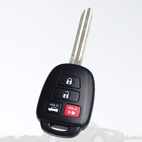 MechanMagic fob beside Toyota Camry trunk illustrating seamless vehicle integration benefit