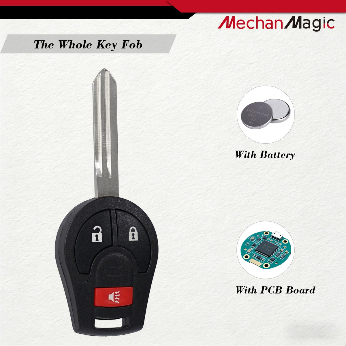 MechanMagic remote next to car key for scale helps confirm size and fit