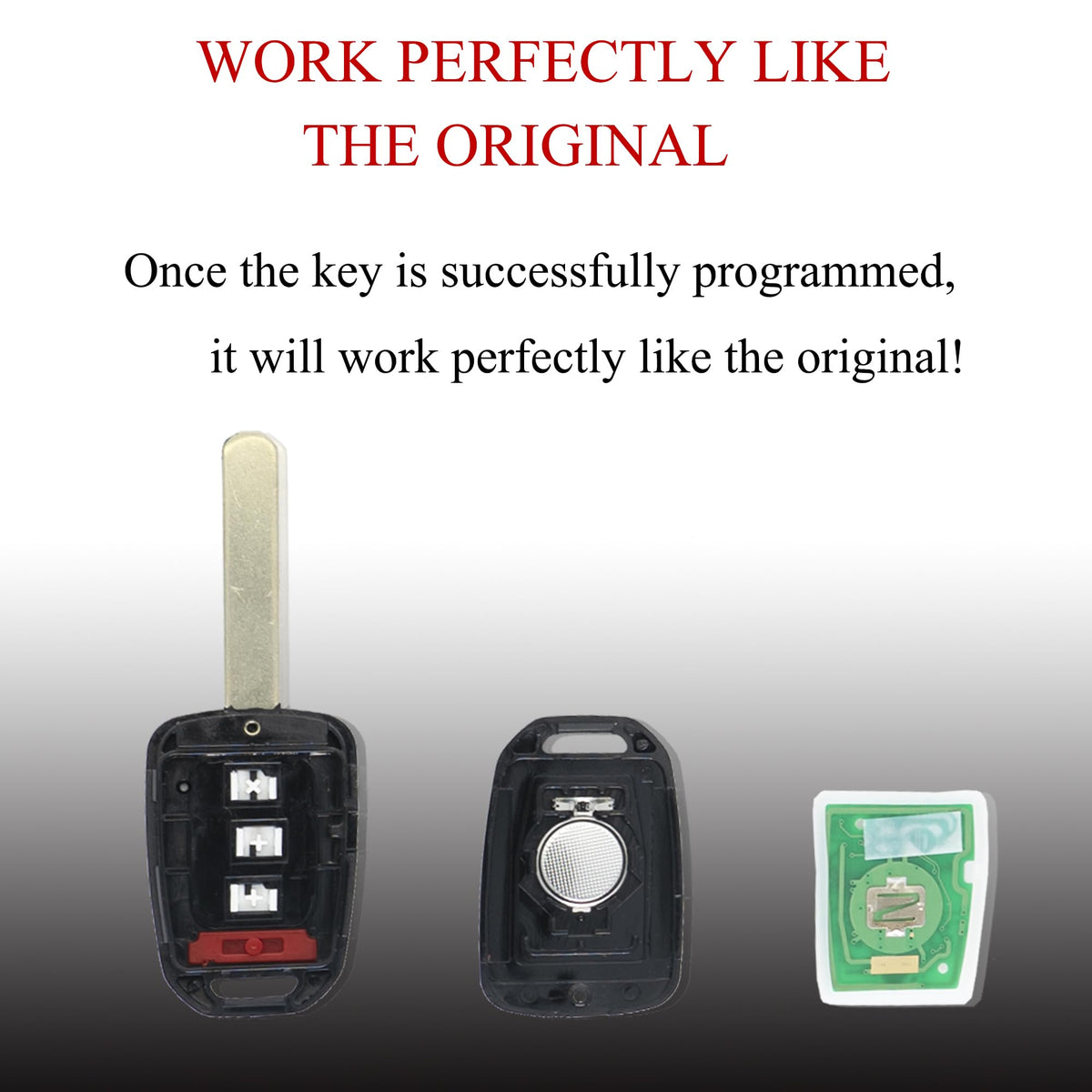 MechanMagic fob beside a regular car key for scale showing compact, OEM-style fit