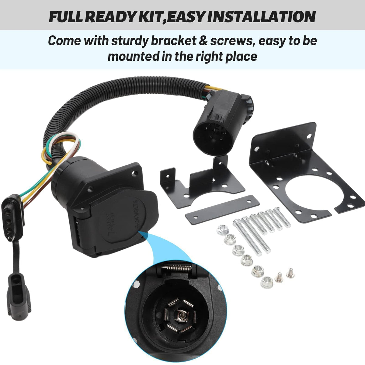 MECMO 7-blade connected to camper trailer preserving brake and auxiliary power