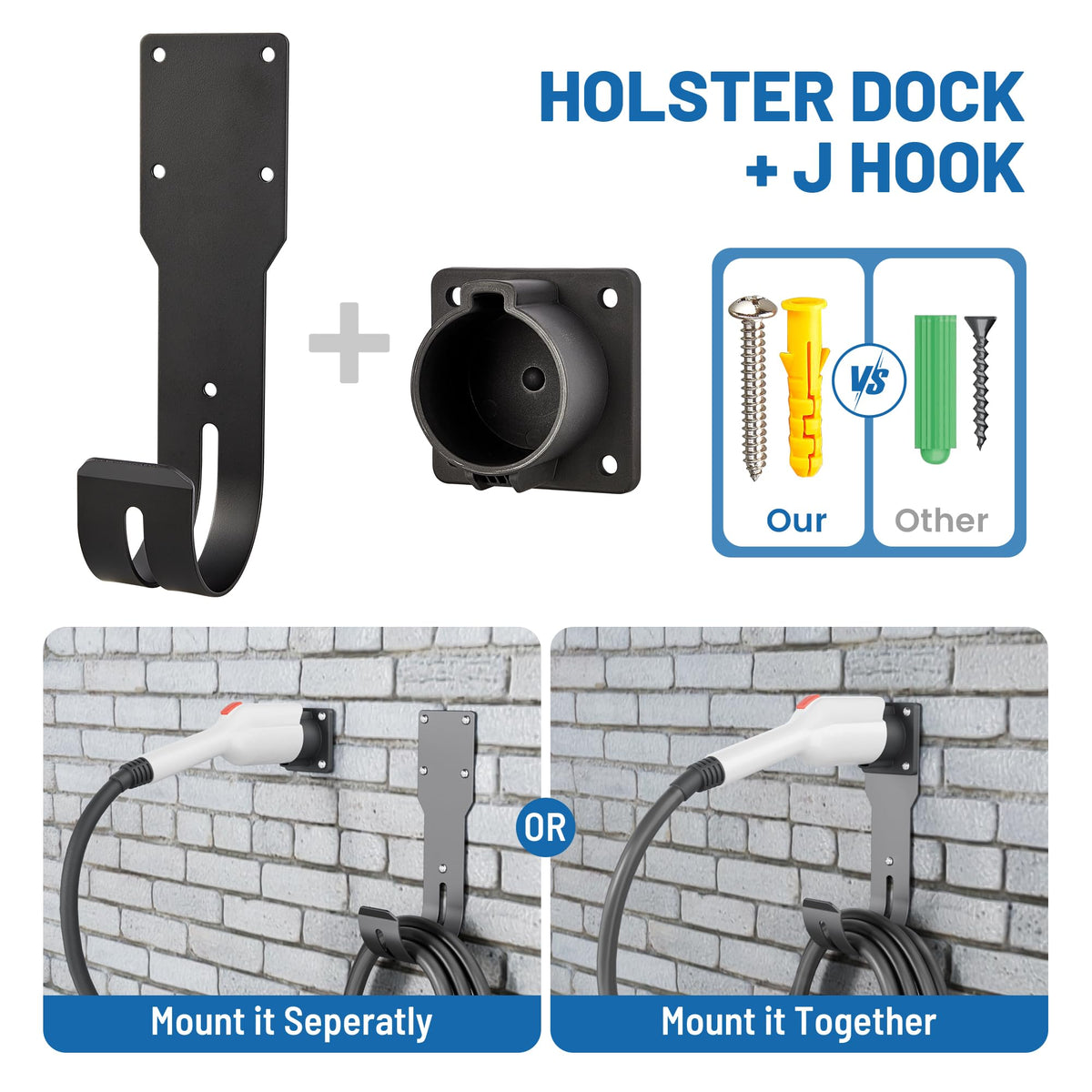 MECMO cable coiled on J-hook showing neat storage and space saving