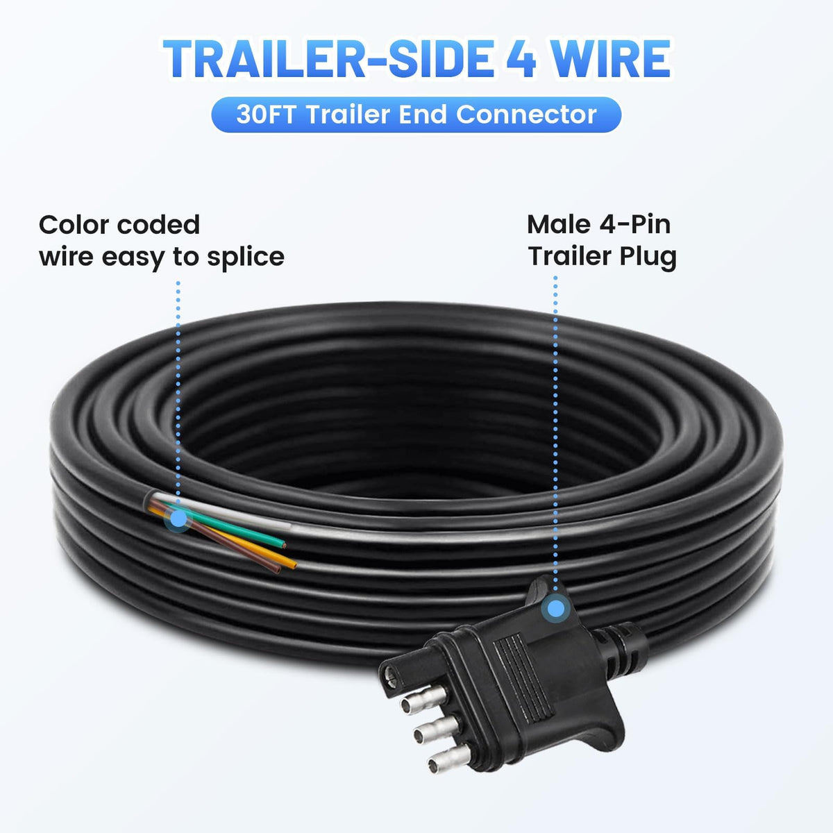MECMO cable full 30ft length laid out for flexible routing and convenience