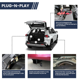 MECMO 4-way connector plugged into trailer light socket, safe signaling benefit