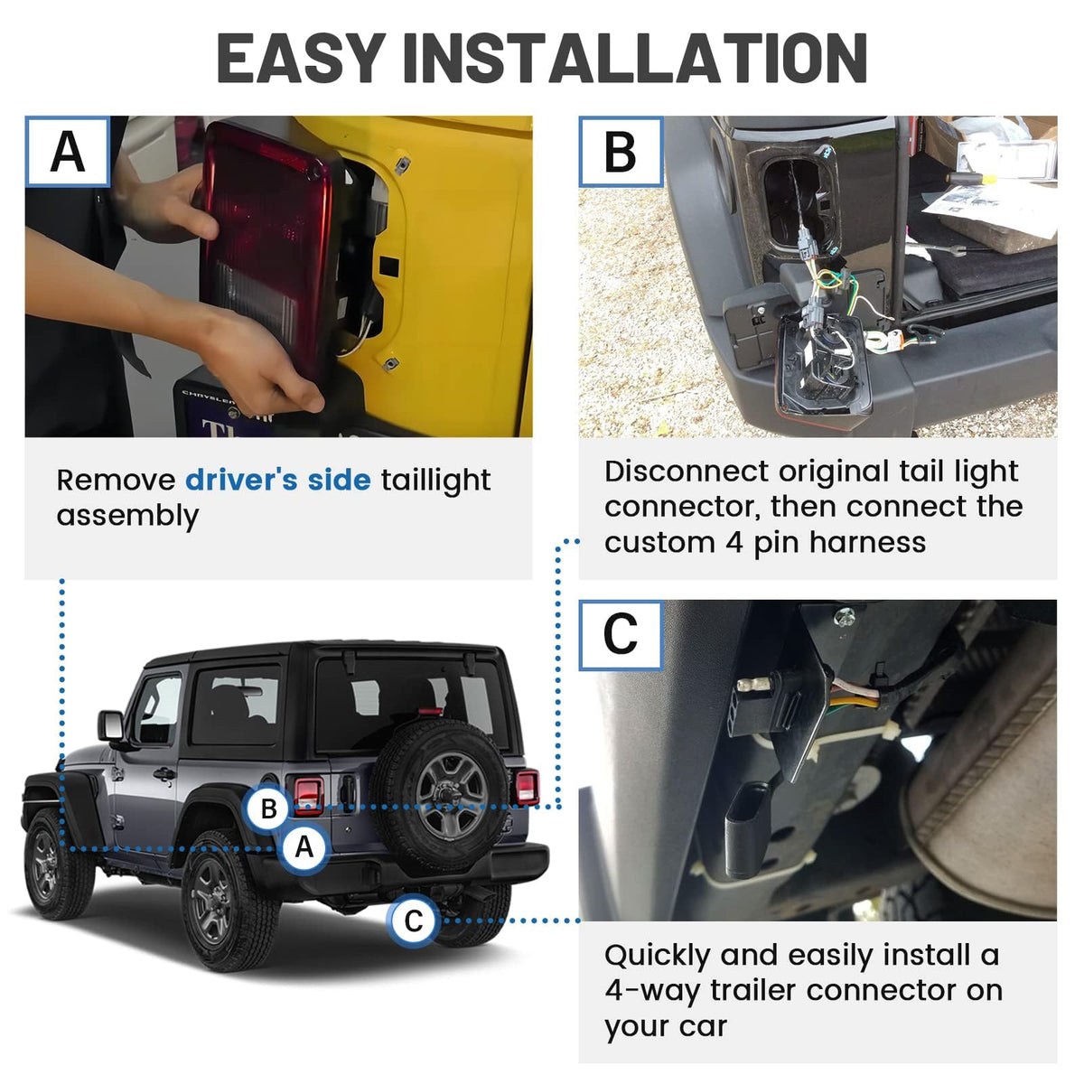 MECMO connector at driver-side taillight location for plug-and-play fit