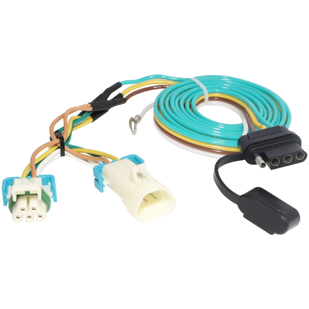 MECMO front connector view showing 4-way flat plug and secure fit benefit