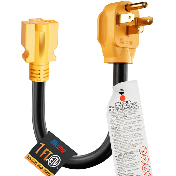 MECMO front view of adapter showing 14-50P to 6-20R for versatile charging