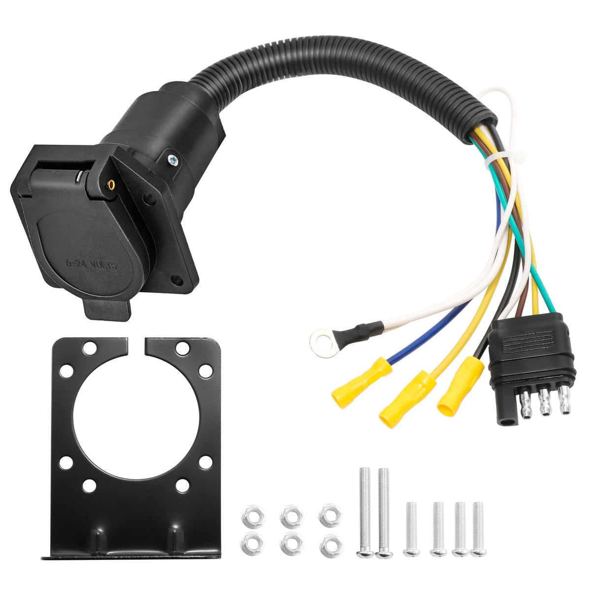 MECMO front view of 7-way socket showing clear connection and easy access