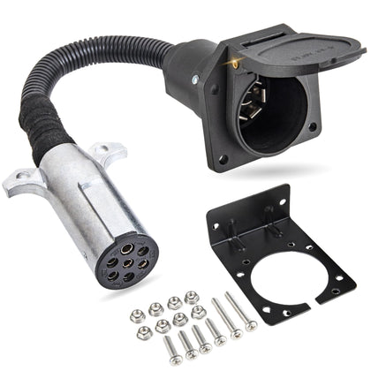 MECMO adapter front view showing durable connector and plug benefit