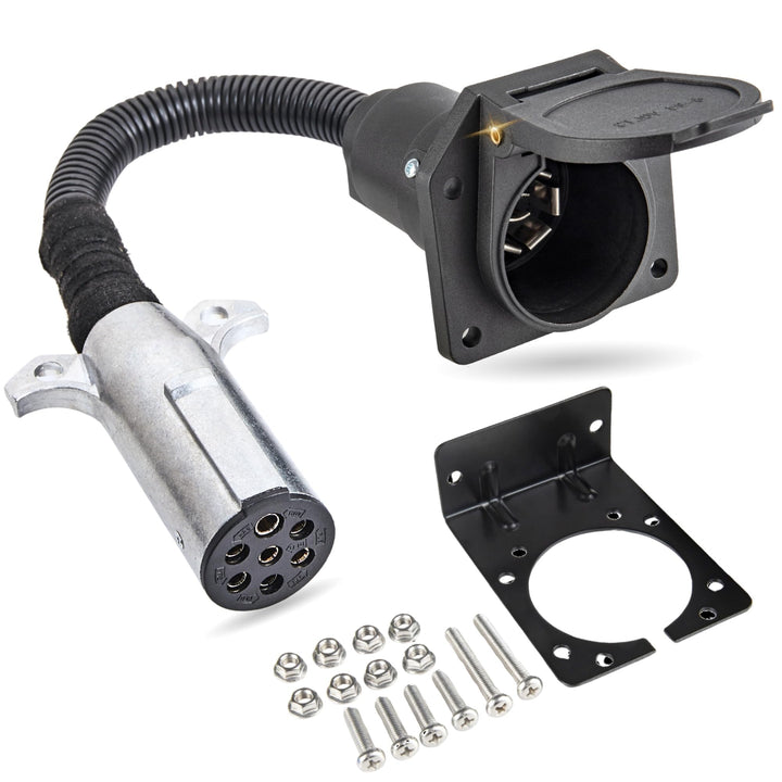 MECMO adapter front view showing durable connector and plug benefit