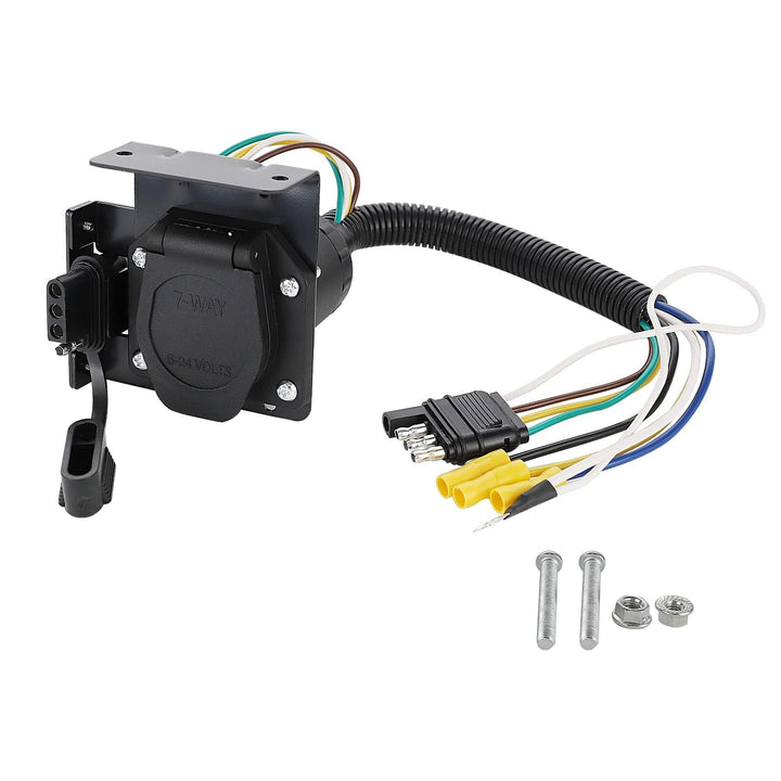 MECMO front view of adapter showing dual 7‑way and 4‑way outputs and compact design