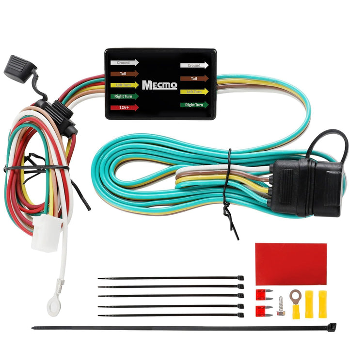MECMO front view of harness showing plug and connector for fast install