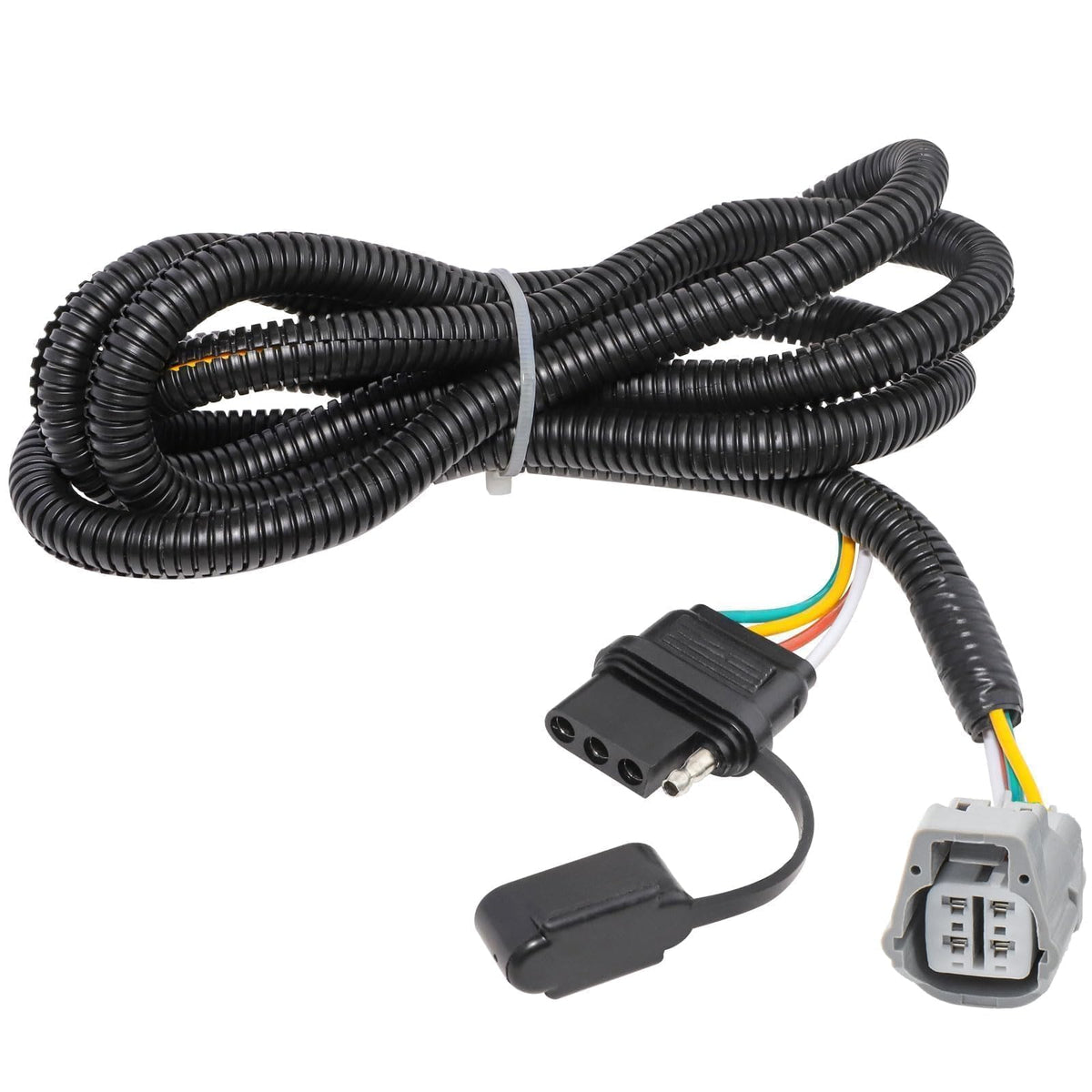 MECMO front view of 4-way harness showing plug and cable for easy install