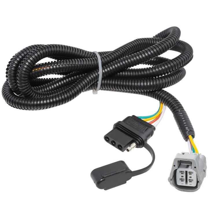 MECMO front view of 4-way harness showing plug and cable for easy install