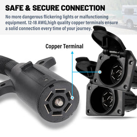 MECMO adapter connected to truck powering camper and trailer simultaneously