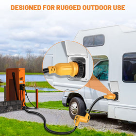 MECMO adapter in use on an RV proving tidy, secure power connection