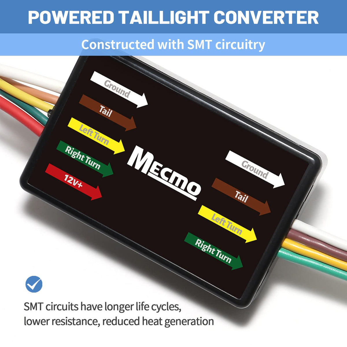 MECMO installed at rear vehicle tail light for quick plug-and-play