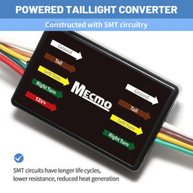 MECMO installed at rear vehicle tail light for quick plug-and-play