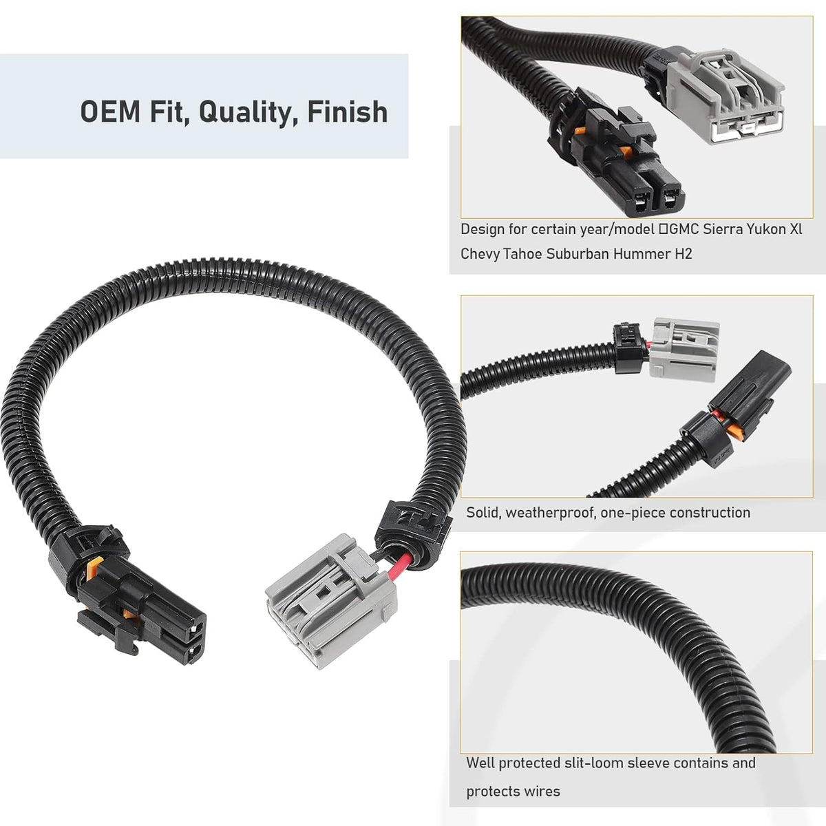 MECMO harness laid by ruler showing 14-inch length for correct fitment benefit